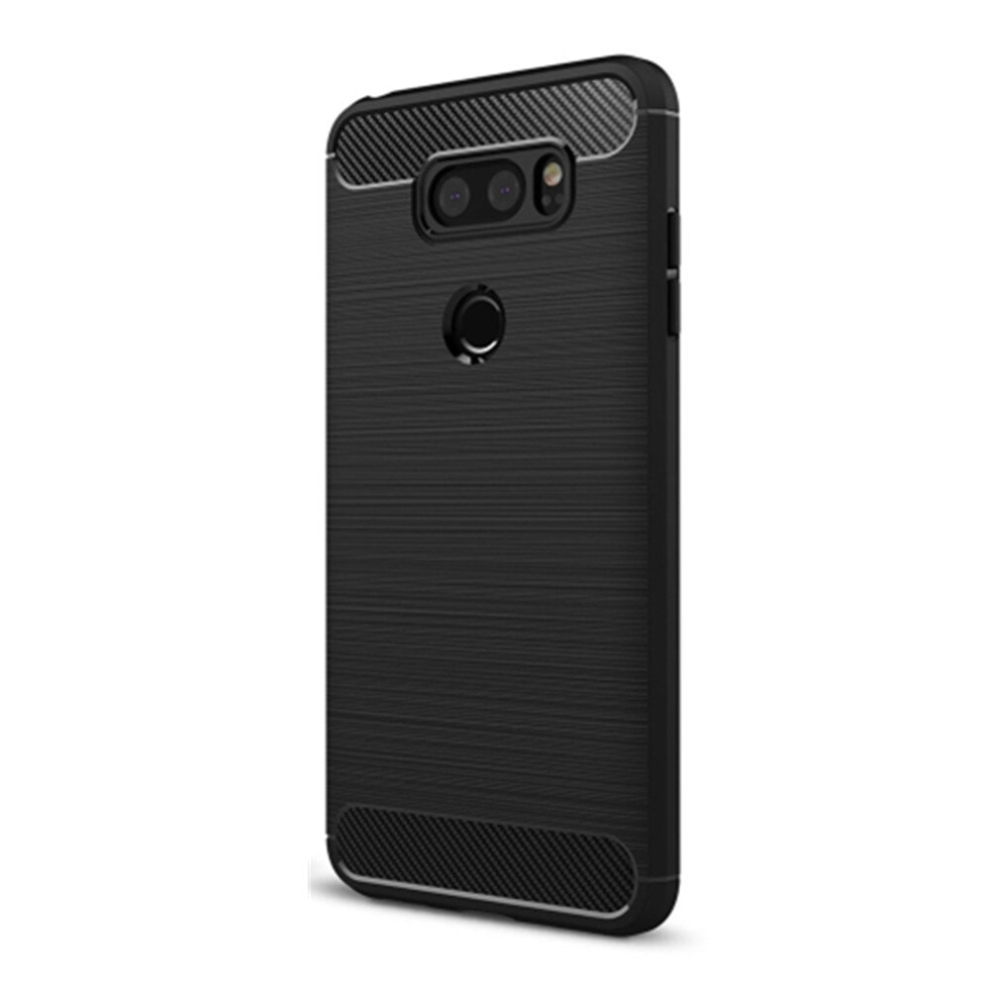 For Lg V30 Brushed Texture Carbon Fiber Shockproof Tpu Rugged Armor Protective Case(Black) Black 8881471538641