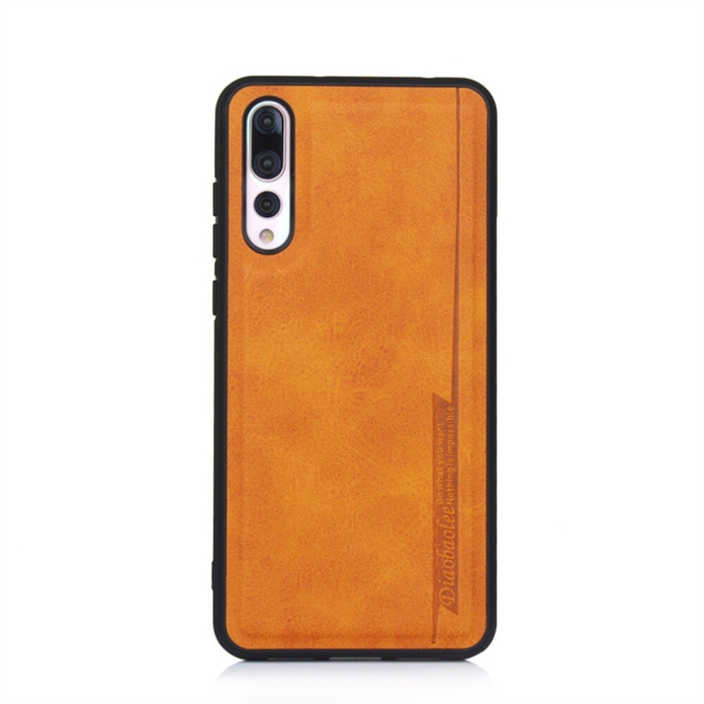 2Pc For Huawei P20 Pro Shockproof Pu + Tpu Protective Case(Yellow) Yellow 8881471534605