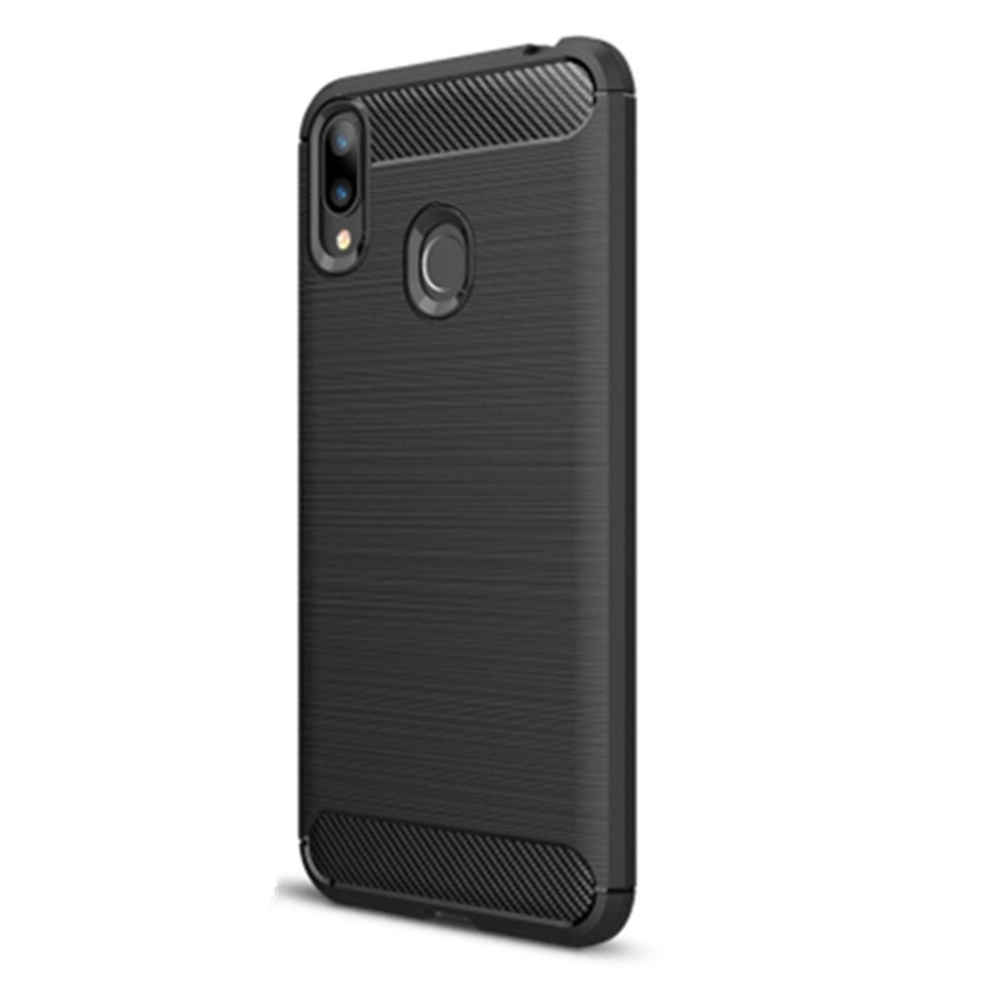2Pcs Brushed Texture Carbon Fiber Shockproof Tpu Case For Asus Zenfone Max (M2) (Black) Black 8881471538313