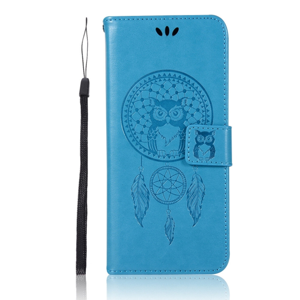 Wind Chime Owl Embossing Pattern Horizontal Flip Leather Case With Holder & Card Slots & Wallet For Galaxy S10e(Blue) Blue 8881471537590