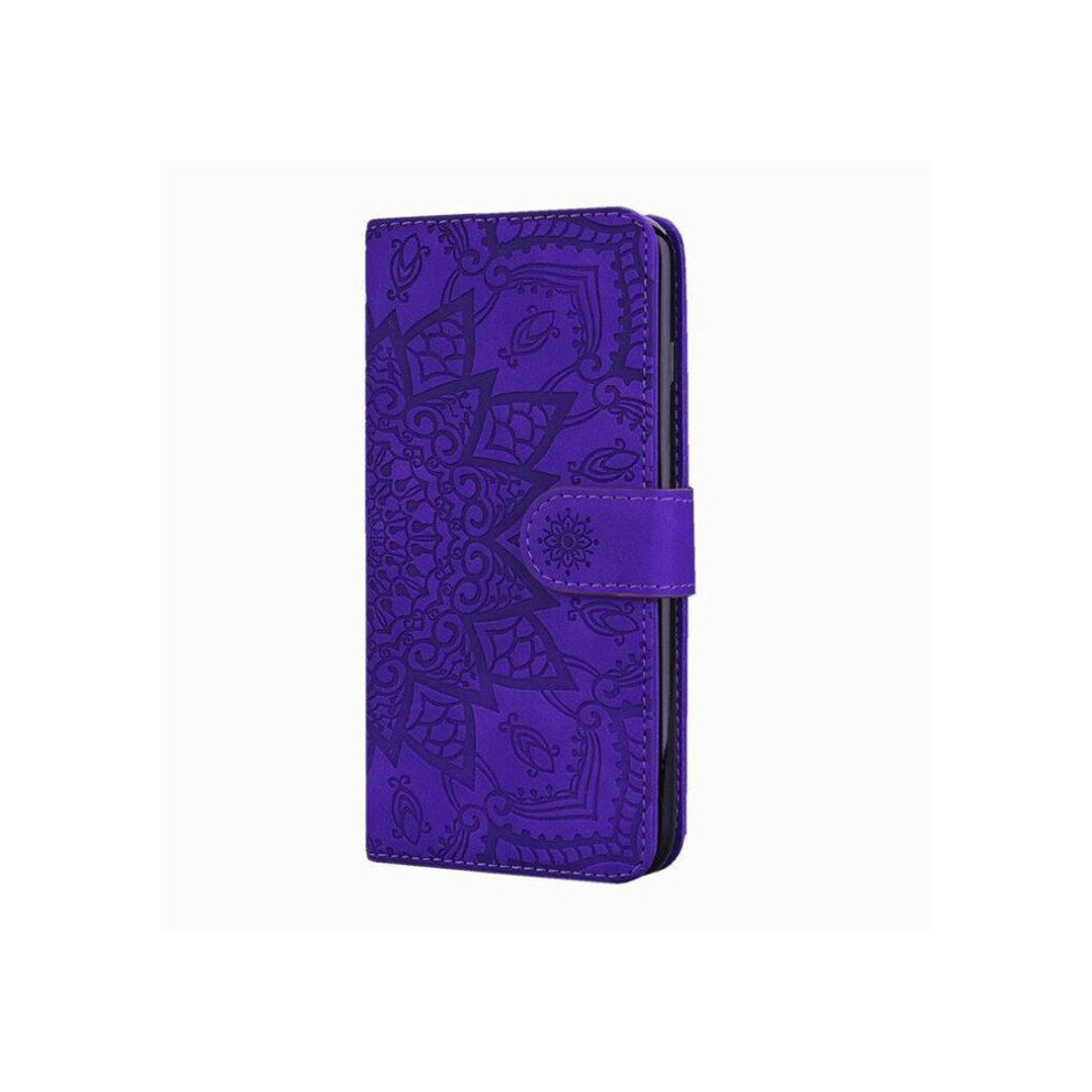 For Galaxy A20s Calf Pattern Mandala Double Folding Design Embossed Leather Case 8881471536395