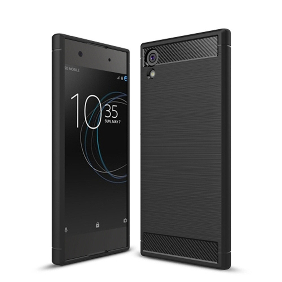 For Sony Xperia Xa1 Brushed Texture Carbon Fiber Shockproof Tpu Rugged Armor Protective Case(Black) Black 8881471536456