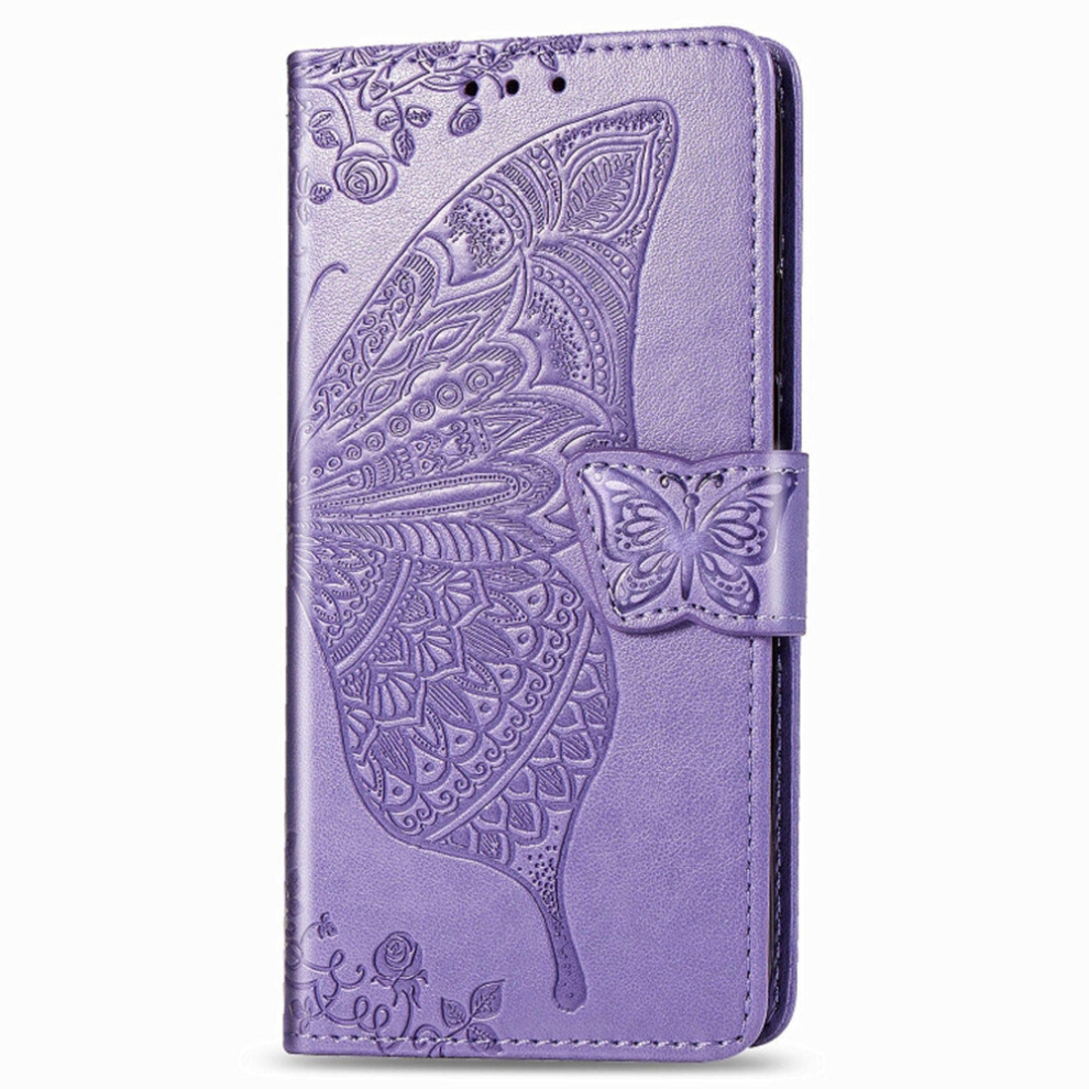 For Galaxy A90 Butterfly Love Flowers Embossing Horizontal Flip Leather Case With Holder & Card Slots & Wallet & Lanyard(Light ) Purple 8881471538177
