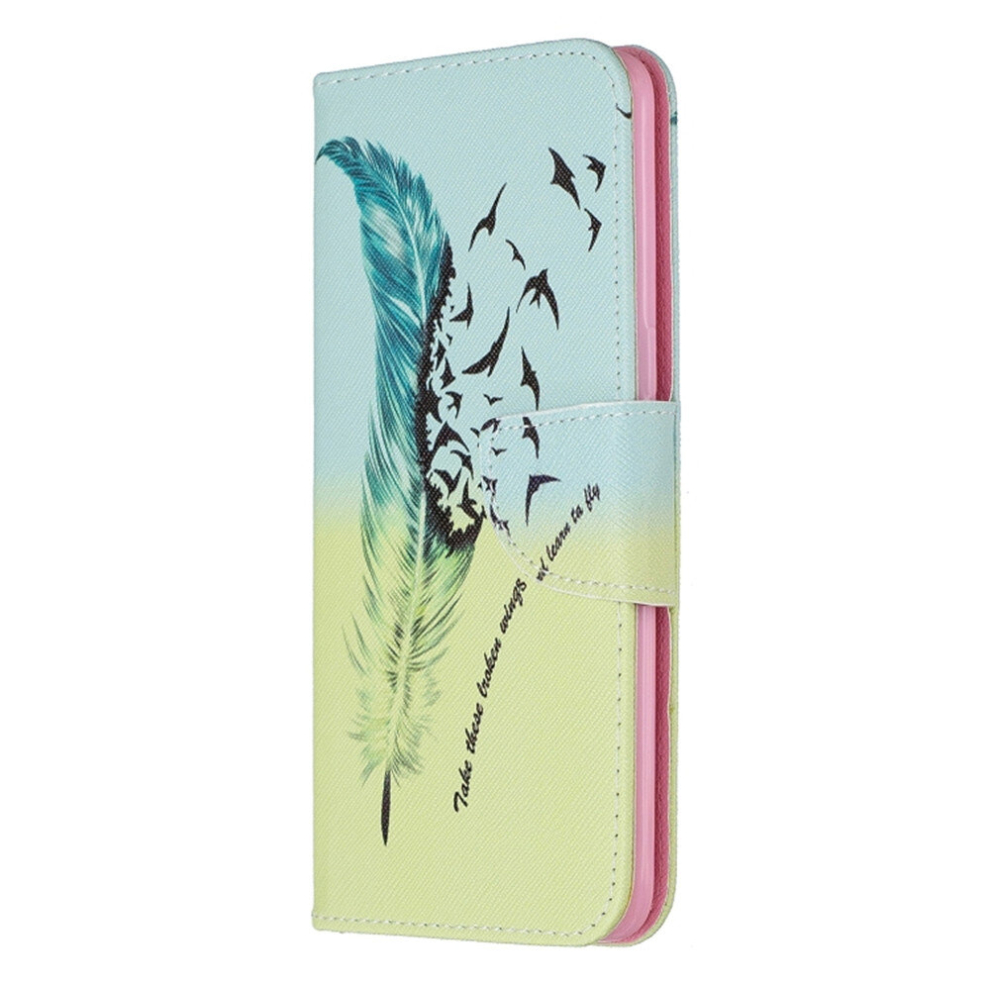 For Galaxy A10s Colored Drawing Horizontal Flip Leather Case With Holder & Card Slots & Wallet(Feather Bird) 8881471539396