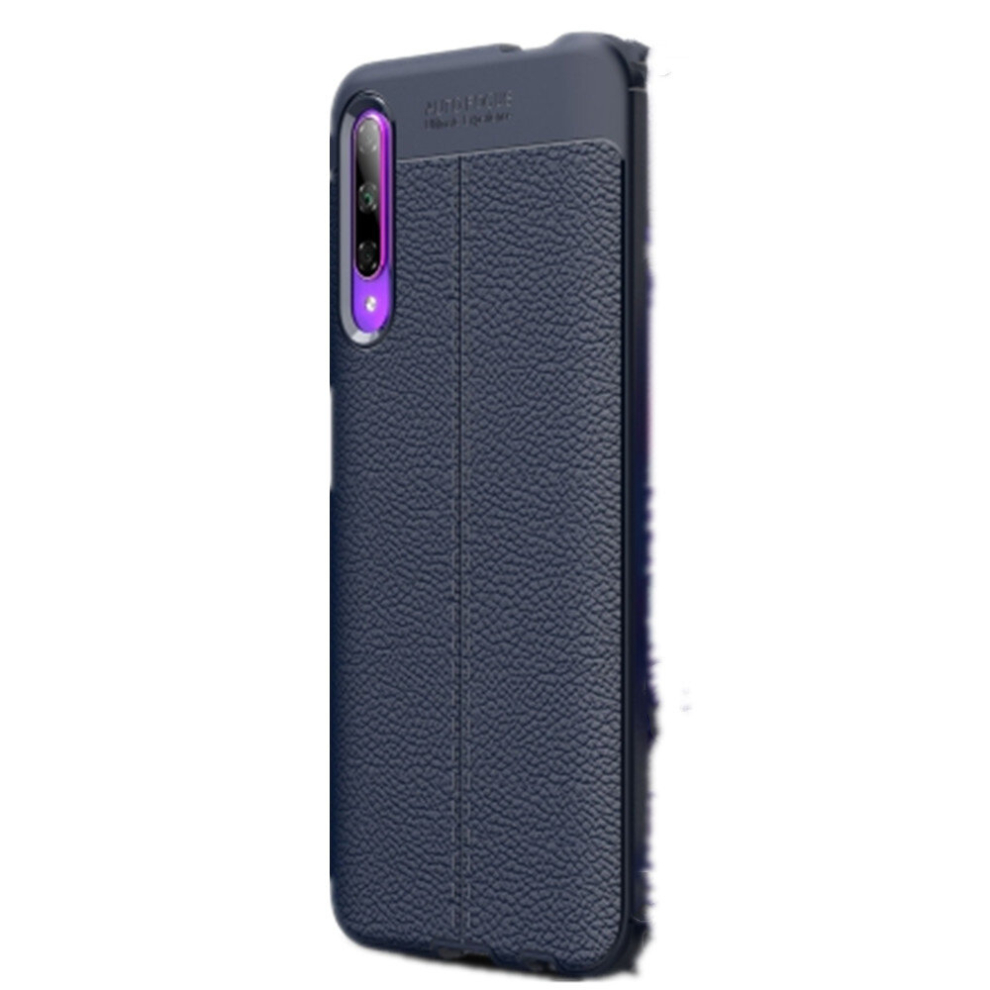 2 Pcs Litchi Texture Tpu Shockproof Case For Huawei Honor 9X / 9X Pro(Navy ) Blue 8881471539204