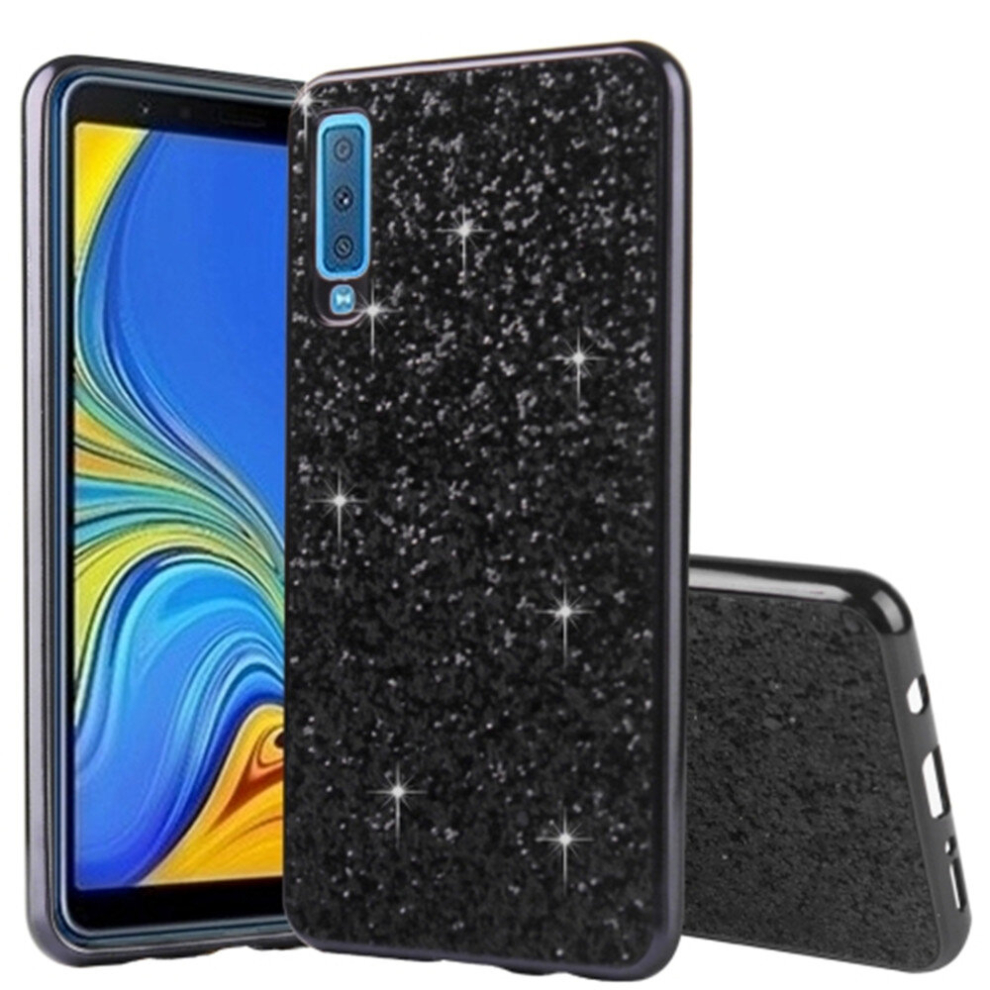 Glitter Powder Shockproof Tpu Protective Case For Samsung Galaxy A7 (2018) (Black) Black 8881471539532