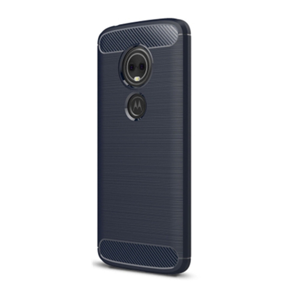 For Motorola Moto E5 Brushed Texture Carbon Fiber Tpu Case(Navy ) Blue 8881471536821