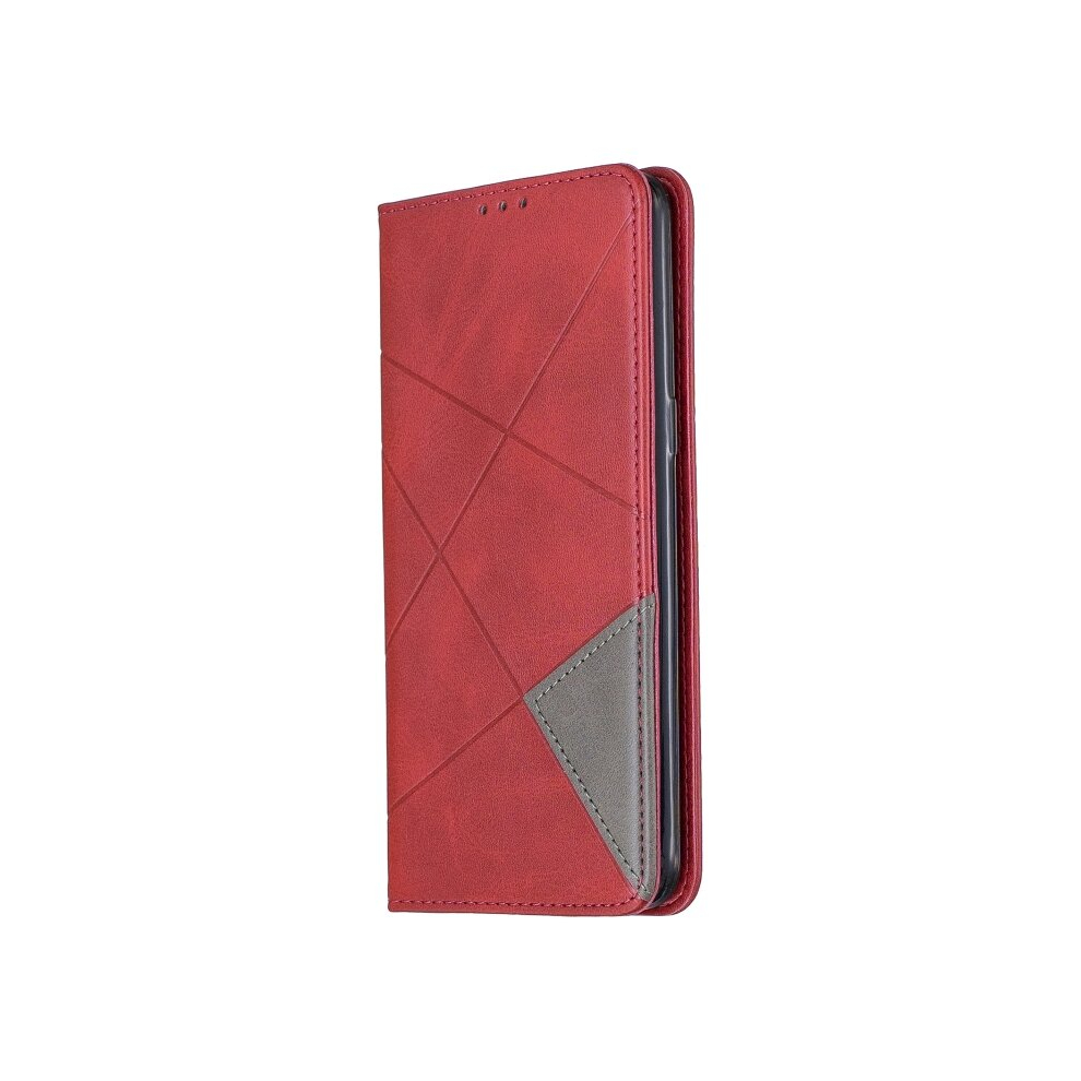 For Galaxy A10s Rhombus Texture Horizontal Flip Magnetic Leather Case With Holder & Card Slots(Red) Red 8881471535381