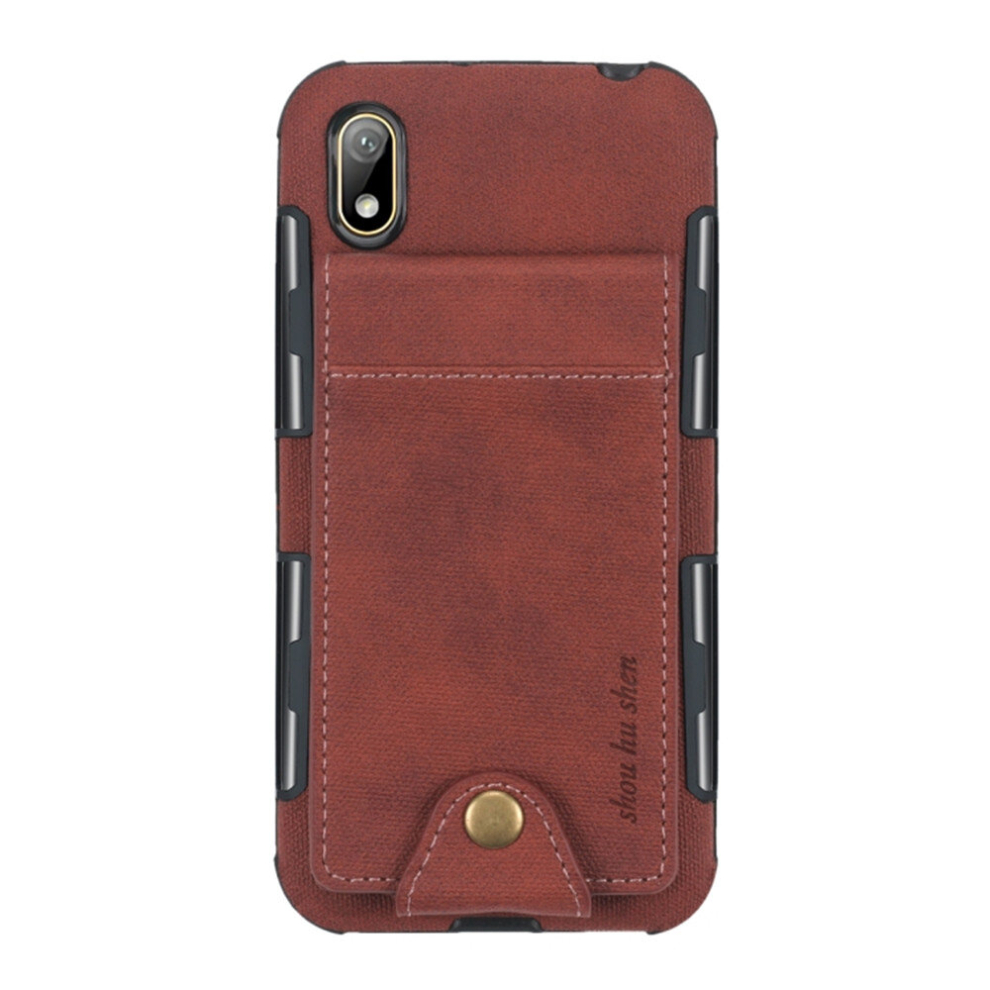 For Huawei Y5 (2019) Cloth Texture + Tpu Shockproof Protective Case With Vertical Flip Card Slots(Brown) Brown 8881471535596