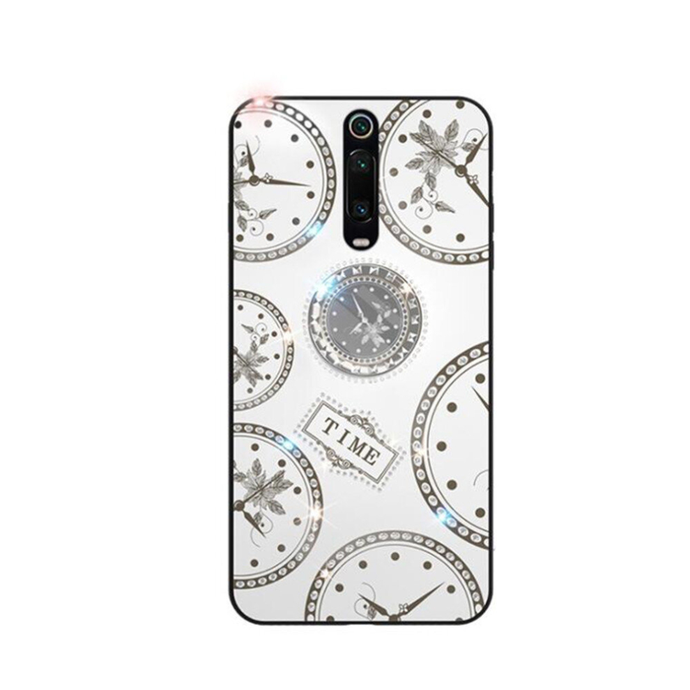 For Xiaomi Redmi Note 8 Pro Fashion Clock Pattern Rhinestone Mobile Phone Shell With Bracket / Hand Rope / Lanyard(White) White 8881471535725