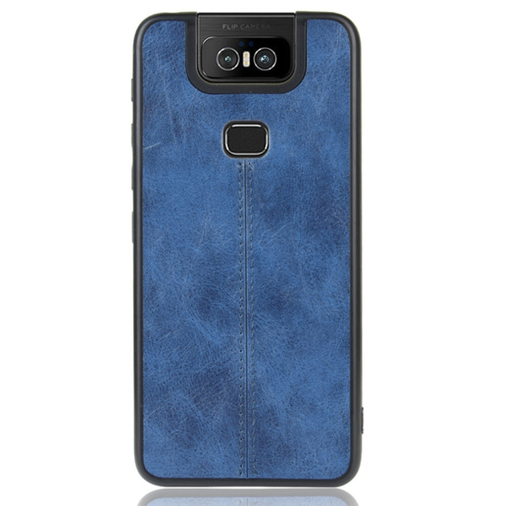 2 Pcs For Asus Zenfone 6 Zs630kl Shockproof Sewing Cow Pattern Skin Pc + Pu + Tpu Case(Blue) Blue 8881471537811