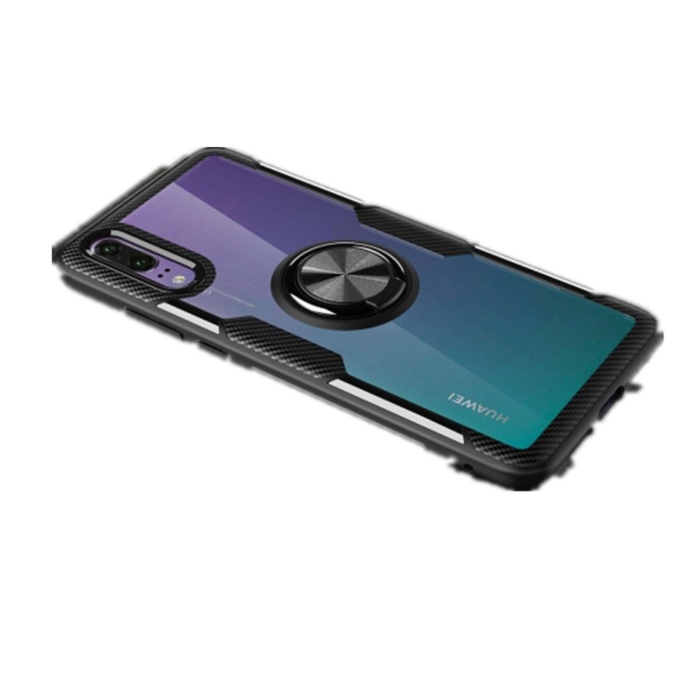 Scratchproof Tpu + Acrylic Ring Bracket Protective Case For Huawei P20(Black) Black 8881471538788