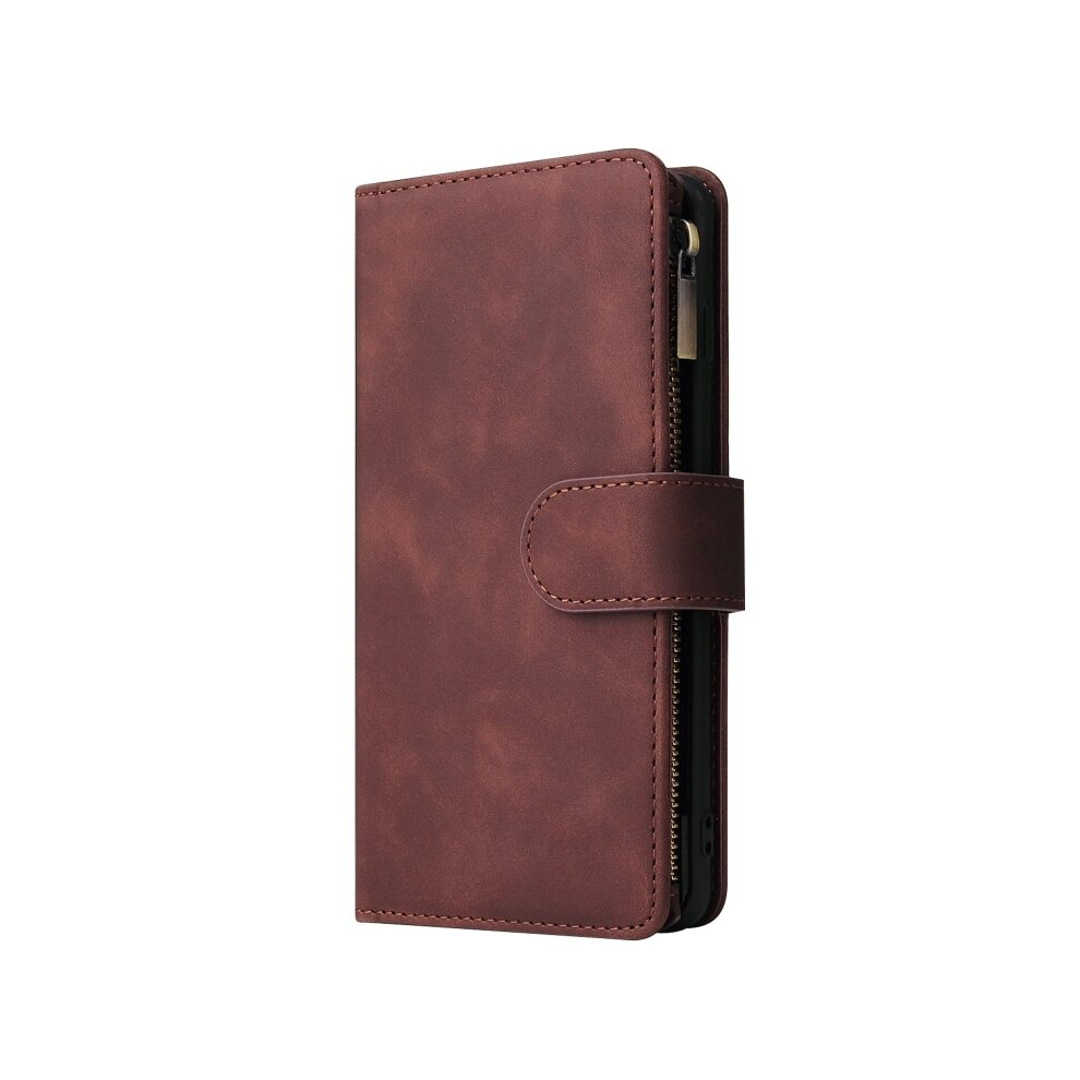 For Galaxy S10 Multifunctional Retro Frosted Horizontal Flip Leather Case With Card Slot & Holder & Zipper Wallet & Photo Frame & Lanyard(Coffee) 8881471535046