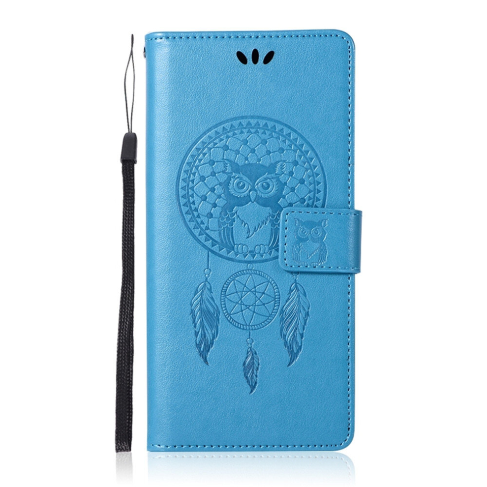 Wind Chime Owl Embossing Pattern Horizontal Flip Leather Case With Holder & Card Slots & Wallet For Galaxy S10(Blue) Blue 8881471538948