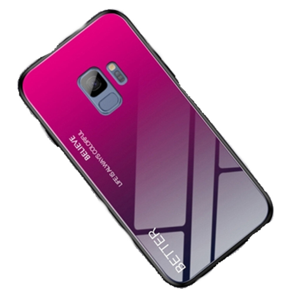 2Pc Shockproof Tempe Glass + Tpu Case For Galaxy S9(Rose ) Red 8881471538894