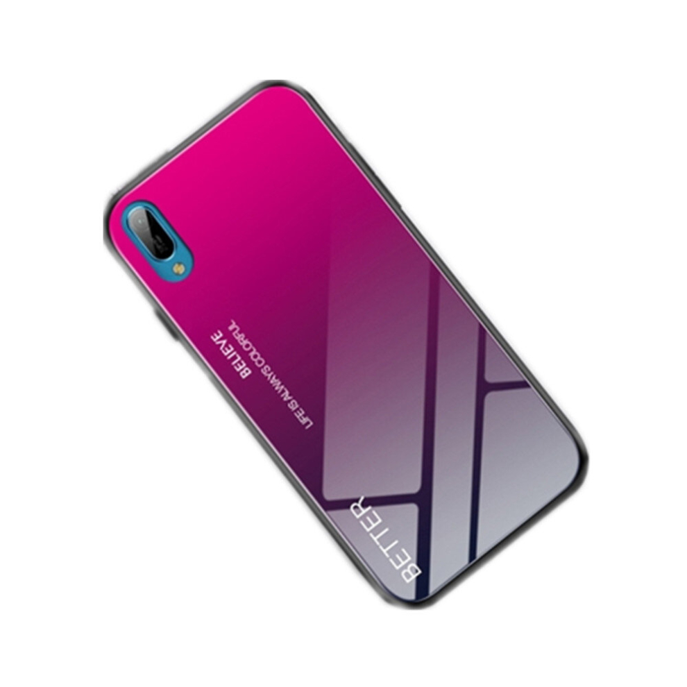 Shockproof Tempe Glass + Tpu Case For Huawei Y6 Pro 2019 (9E)(Rose ) Red 8881471535077