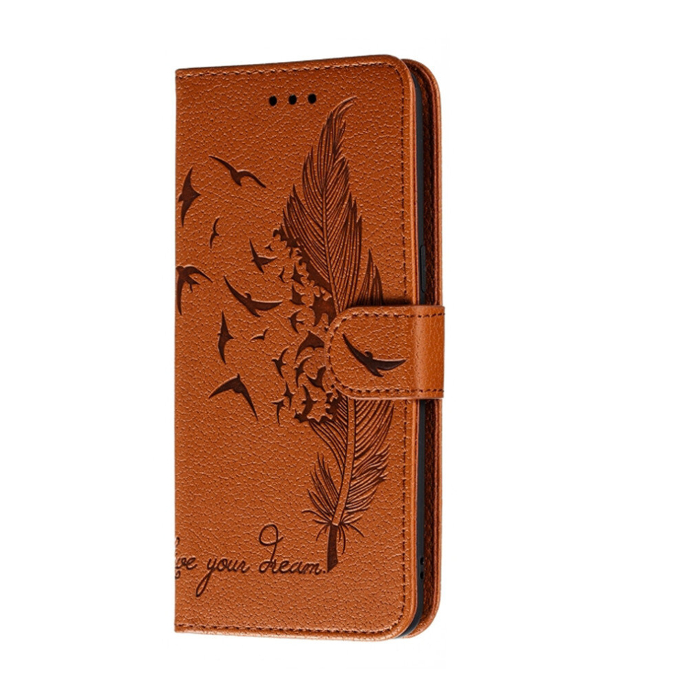 For Galaxy A10s Feather Pattern Litchi Texture Horizontal Flip Leather Case With Holder & Wallet & Card Slots(Brown) Brown 8881471536012