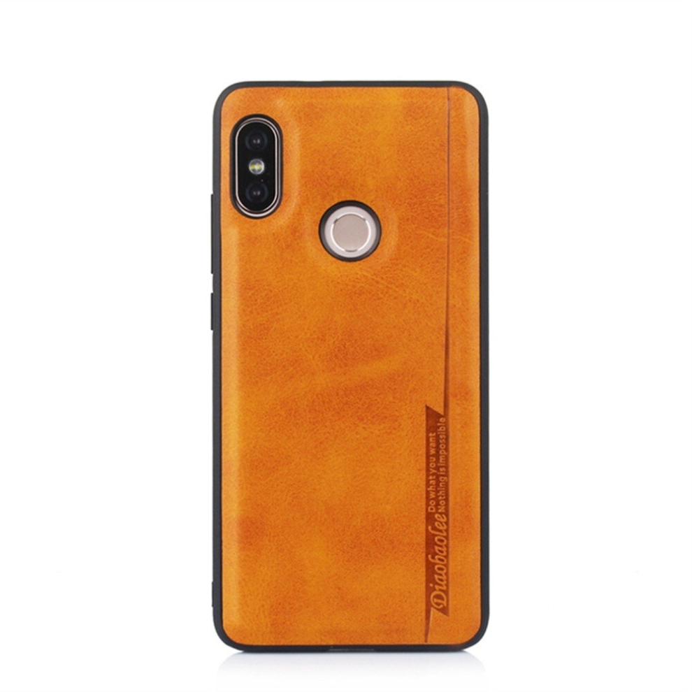 2Pc For Xiaomi Redmi Note 5 Pro Shockproof Pu + Tpu Protective Case (Yellow) Yellow 8881471534209