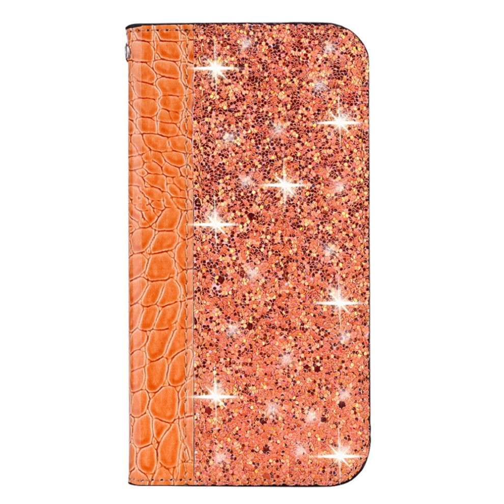 For Galaxy A30s / A50s Crocodile Texture Glitter Powder Horizontal Flip Leather Case With Card Slots & Holder(Orange) Orange 8881471534025