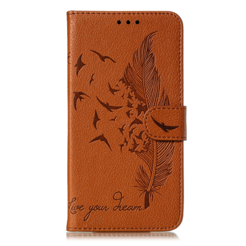 Feather Pattern Litchi Texture Horizontal Flip Leather Case With Wallet & Holder & Card Slots For Huawei Y5 (2019) / Honor 8S(Brown) Brown 8881471537224