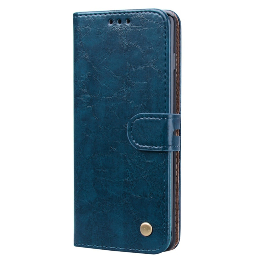Business Style Oil Wax Texture Horizontal Flip Leather Case For Galaxy S10, With Holder & Card Slots & Wallet (Blue) Blue 8881471537095