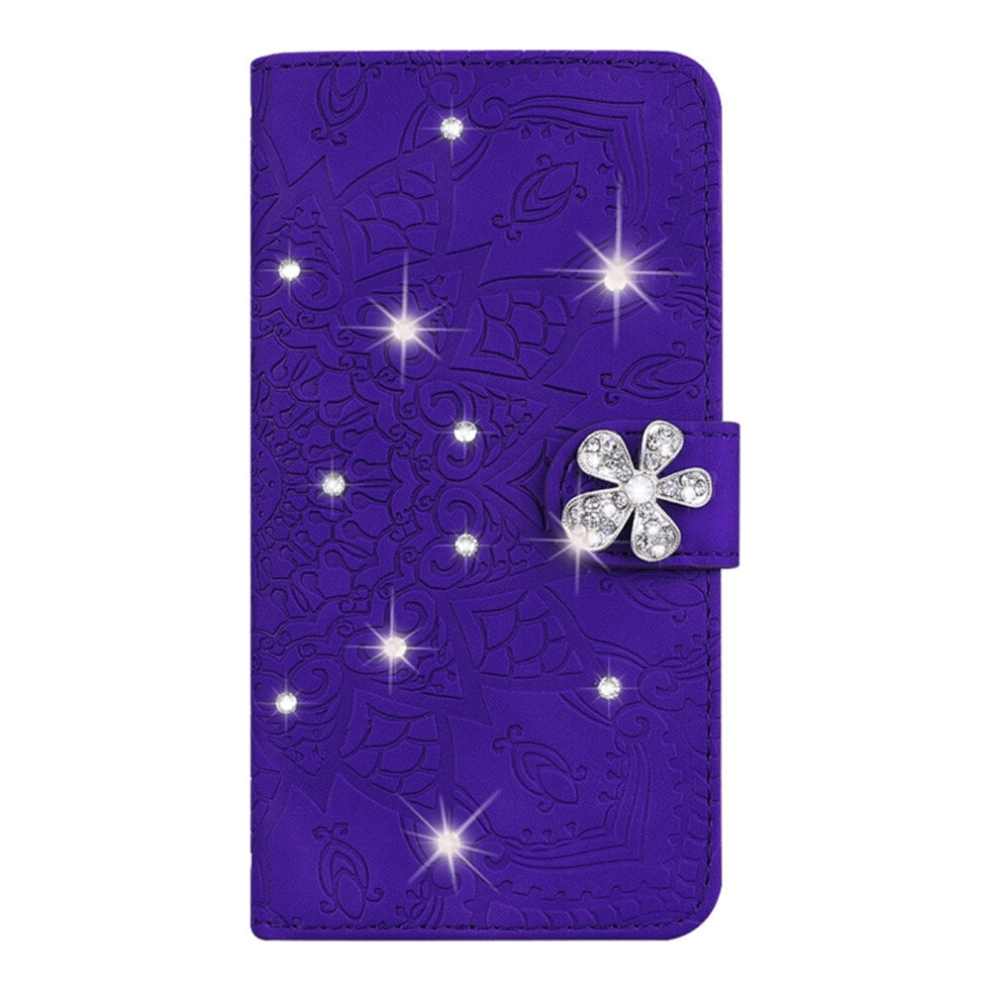 For Huawei P20 Lite / Nova 3E Calf Pattern Diamond Mandala Double Folding Design Embossed Leather Case With Wallet & Holder & Card Slots(Purple) Purple 8881471535022