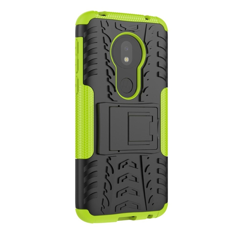 Tire Texture Tpu+Pc Shockproof Case For Motorola Moto G7 Play, With Holder (Green) Green 8881471534377