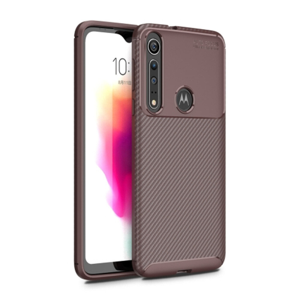 2 Pcs For Moto G8 Play Beetle Series Carbon Fiber Texture Shockproof Tpu Case(Brown) Brown 8881471537408