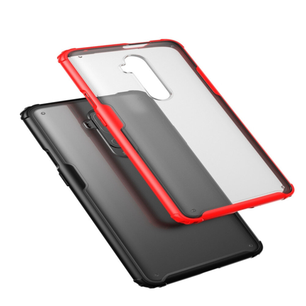 For Oneplus 7T Pro Shockproof Frosted Pc+ Tpu Transparent Protective Case(Red) Red 8881471537392