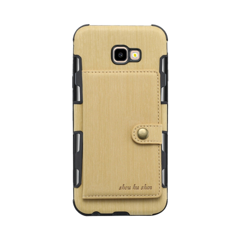 For Galaxy J4+ Brushed Texture Shockproof Pu + Tpu Case, With Card Slots & Wallet & Photo Frame(Gold) Gold 8881471537200