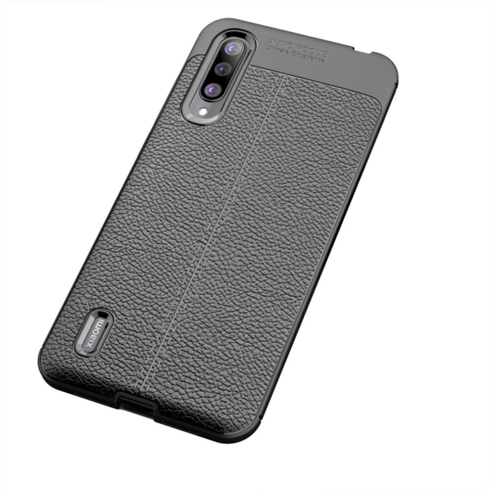 2Pc Litchi Texture Tpu Shockproof Case For Xiaomi Mi Cc9(Black) Black 8881471534223