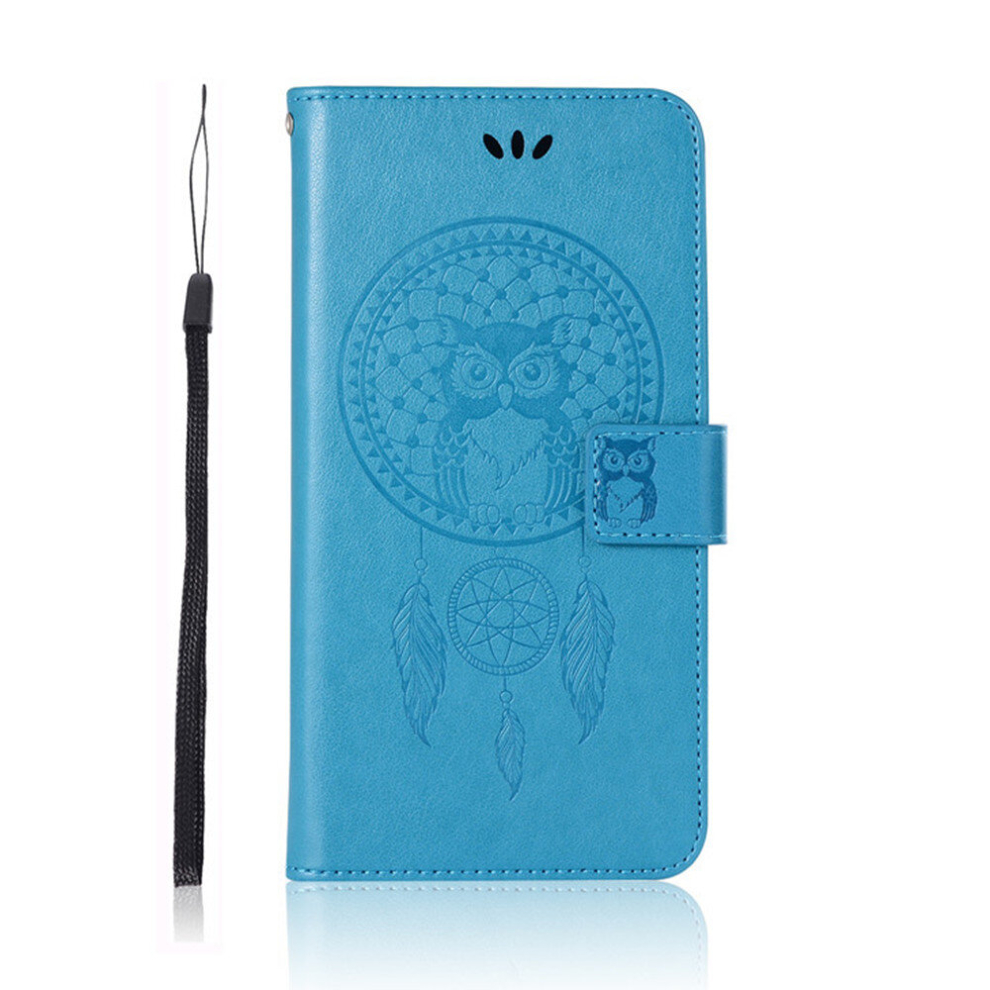 Wind Chime Owl Embossing Pattern Horizontal Flip Leather Case With Holder & Card Slots & Wallet For Xiaomi Redmi 7A(Blue) Blue 8881471534407