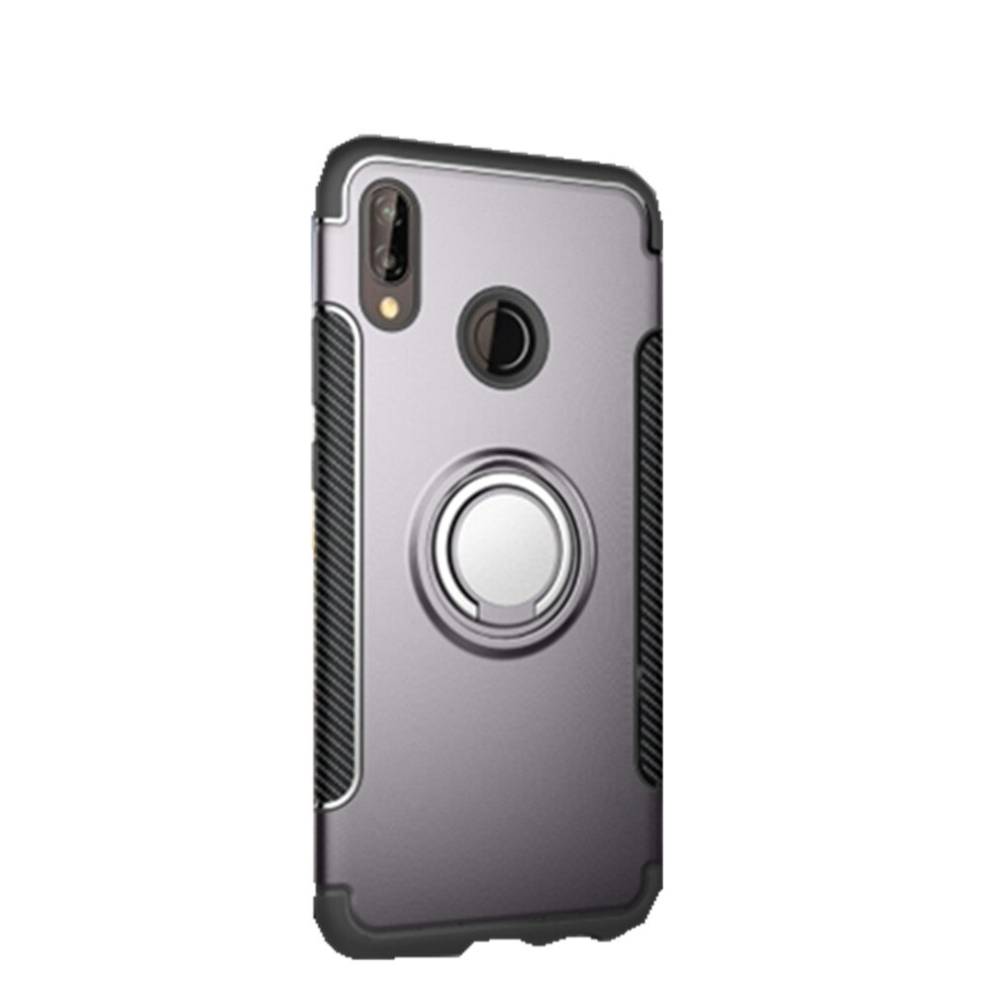 2Pcs For Huawei P20 Lite Magnetic 360 Degree Rotation Ring Armor Protective Case Back Cover Case(Grey) Grey 8881471539075