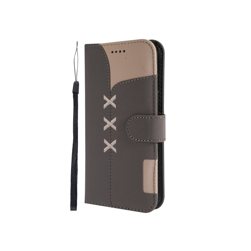 Fabric Stitching Embroidery Horizontal Flip Leather Case With Holder & Card Slots & Wallet For Galaxy A6(Grey) Grey 8881471536999