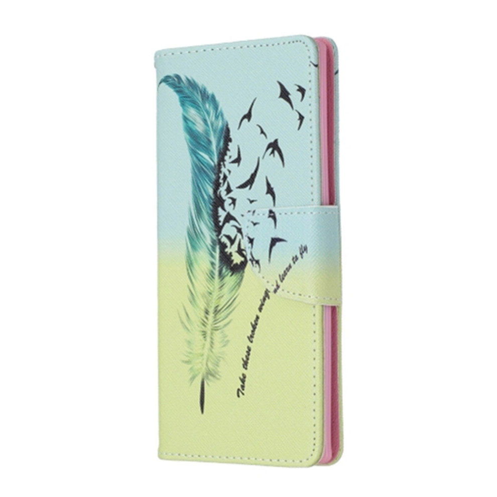 Colored Drawing Pattern Horizontal Flip Leather Case With Holder & Card Slots & Wallet(Feather Bird) 8881471537019