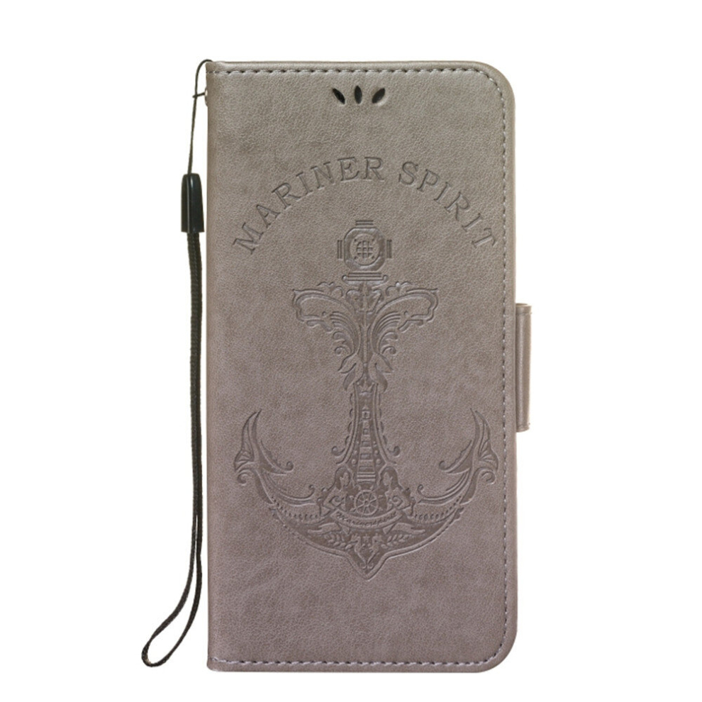 Pressed Printing Mermaid Anchor Pattern Horizontal Flip Pu Leather Case For Sony Xperia 10 / Xa3, With Holder & Card Slots & Wallet & Photo Frame( Grey 8881471534087