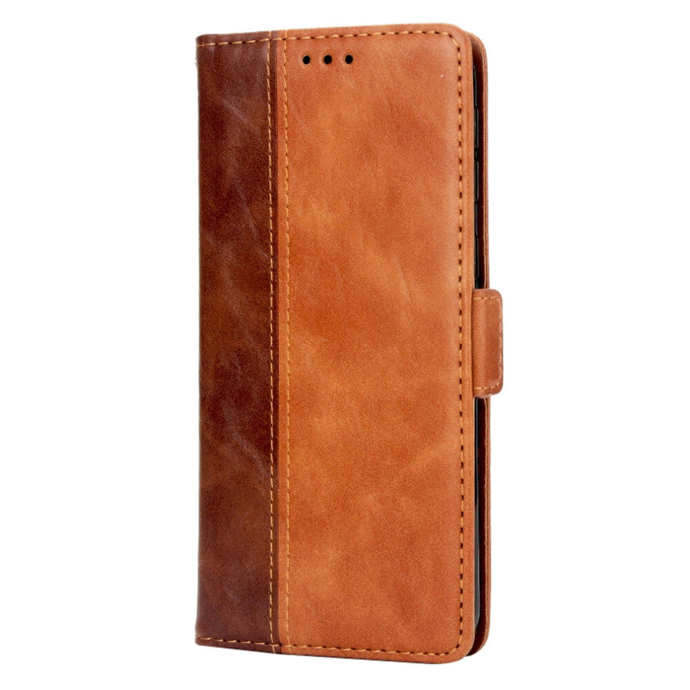 For Galaxy A50 Retro Texture Contrast Color Splicing Horizontal Flip Tpu + Pu Leather Case With Card Slots & Holder & Wallet(Brown) Brown 8881471541474