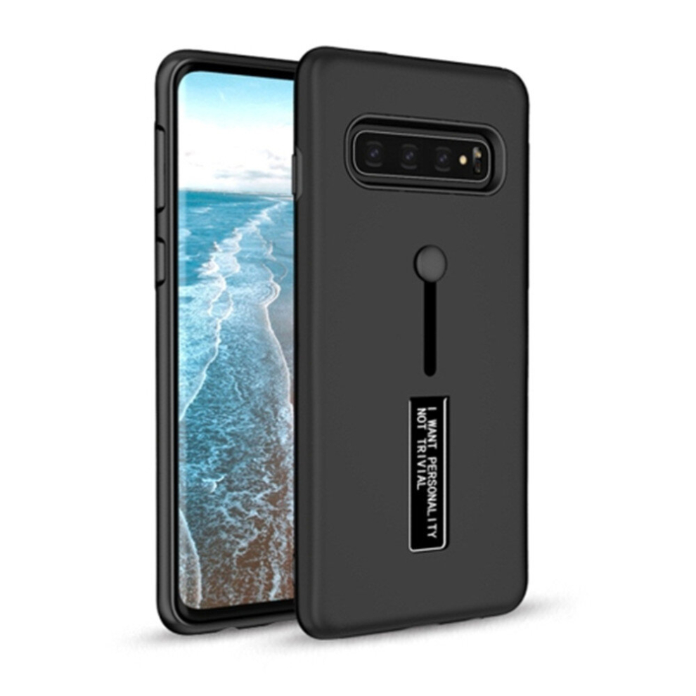 Shockproof Frosted Tpu + Pc Protective Case For Galaxy S10 Plus, With Holder (Black) Black 8881471544390