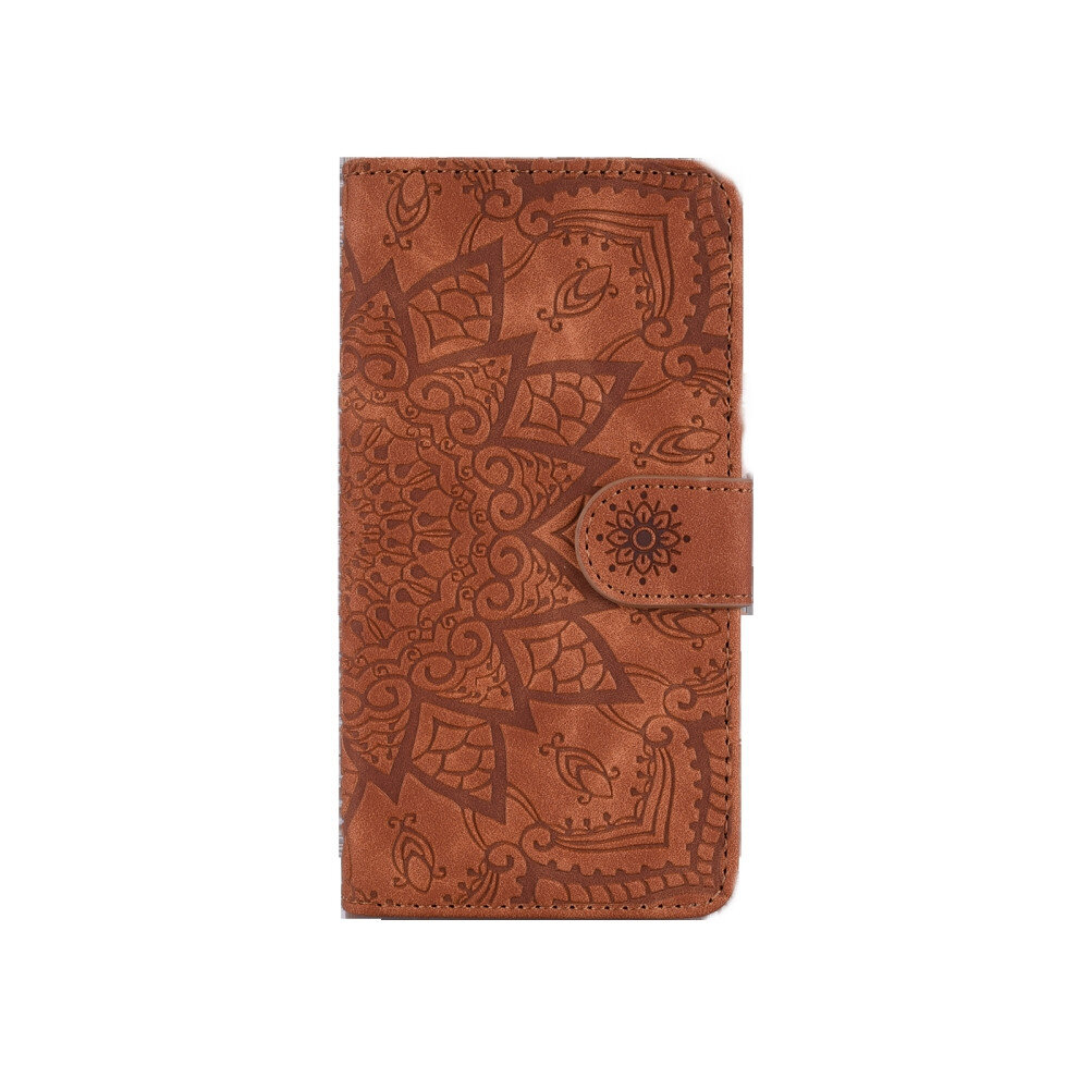 For Xiaomi Redmi 7 / Redmi Y3 Calf Pattern Mandala Double Folding Design Embossed Leather Case With Wallet & Holder & Card Slots(Brown) Brown 8881471544031