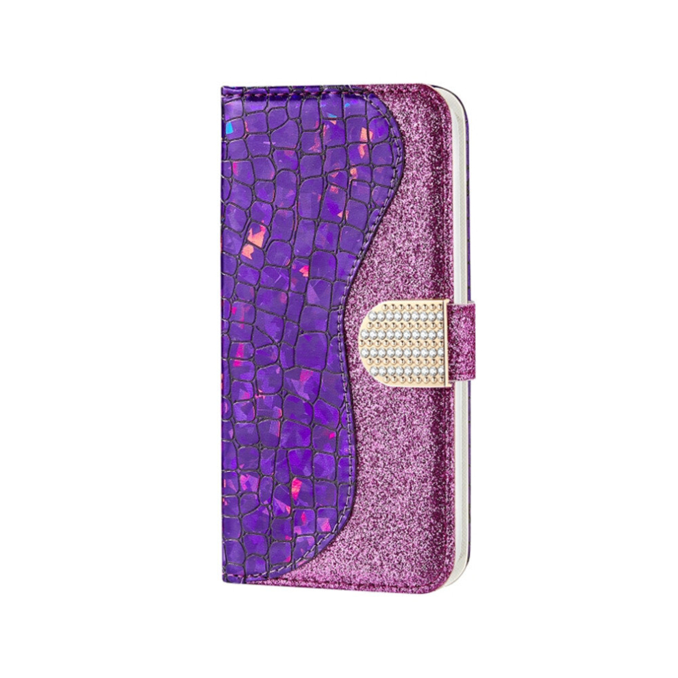 Laser Glitter Powder Crocodile Texture Matching Horizontal Flip Leather Case With Card Slots & Holder For Huawei P30(Purple) Purple 8881471550773