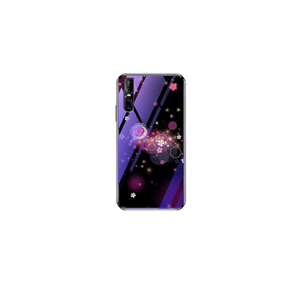 For Vivo V15 Electroplated Edge Light Glass Protective Case Blue 8881471547193