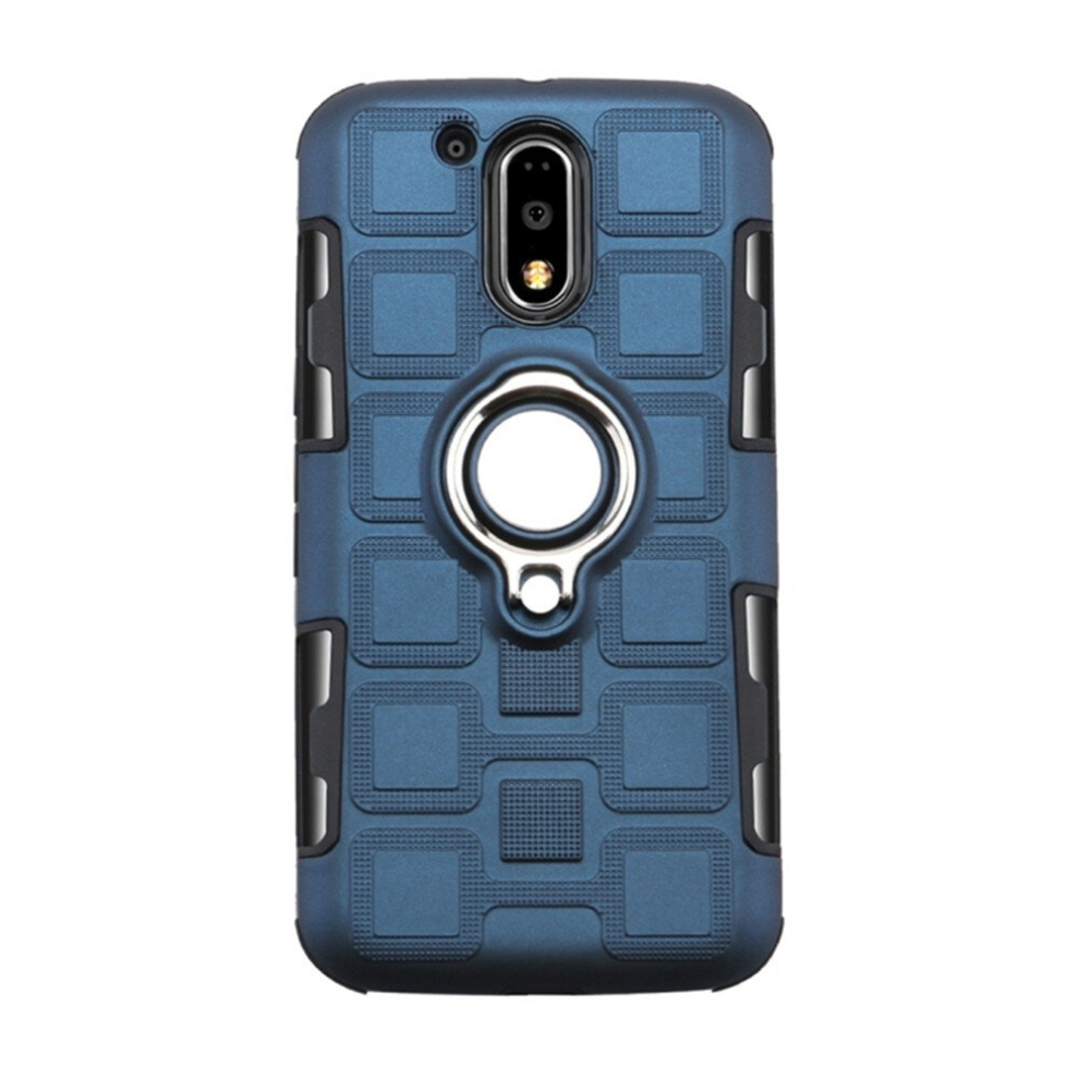 2 Pcs For Motorola Moto G4 Plus 2 In 1 Cube Pc + Tpu Protective Case With 360 Degrees Rotate Ring Holder Silver 8881471541320