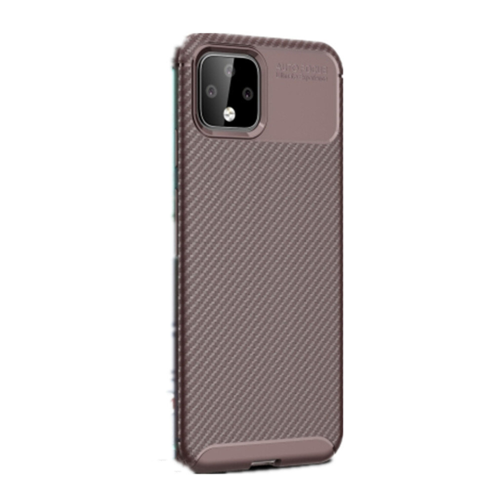 2 Pcs Carbon Fiber Texture Shockproof Tpu Case For Google Pixel 4(Brown) Brown 8881471547810