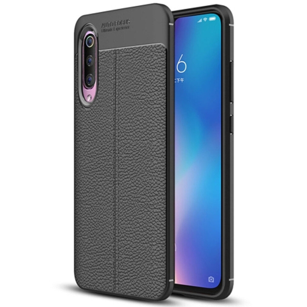 2 Pcs Litchi Texture Tpu Protective Case For Xiaomi Mi 9 (Black) Black 8881471544505