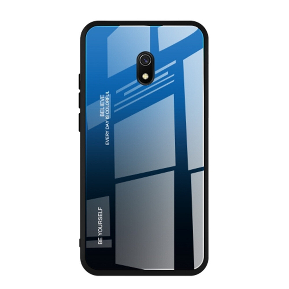 2Pc For Xiaomi Redmi 8A Gradient Color Glass Case(Blue) Blue 8881471534483