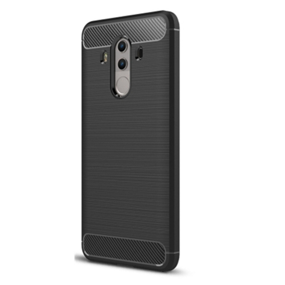 2Pcs For Huawei Mate 10 Pro Brushed Texture Carbon Fiber Shockproof Tpu Rugged Armor Protective Case (Black) Black 8881471547797