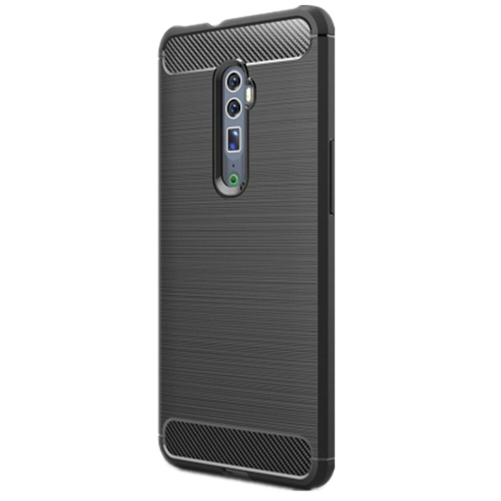 2Pcs Brushed Texture Carbon Fiber Tpu Case For Oppo Reno (Zoom)(Black) Black 8881471547872