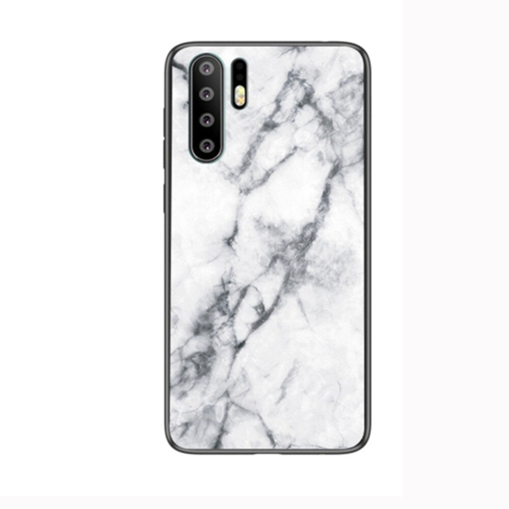 2Pcs Marble Glass Protective Case For Huawei P30 Pro(White) White 8881471546073