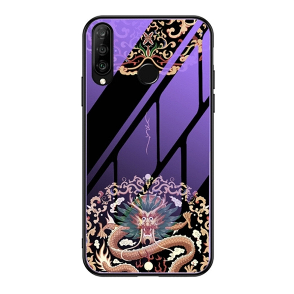 For Huawei P30 Lite Luminous Painting Glass + Tpu Protective Case(Dragon) 8881471541597