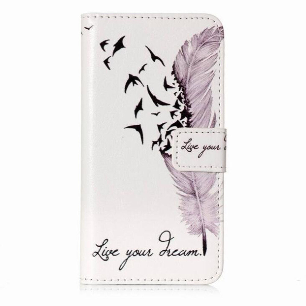 For Samsung S9 Embossed Coloured Drawing Pattern Horizontal Flip Leather Case With Holder & Card Slots & Wallet(Feather) 8881471543980